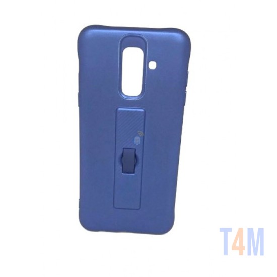 CAPA DE SILICONE MOTOMO COM ANEL DE DEDO PARA SAMSUNG A6 PLUS 2018 AZUL